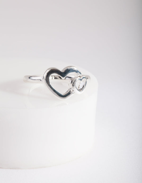 Silver Double Heart Ring