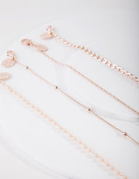 Rose Gold Mix Chain Bead Anklet Bracelet 4-Pack - link has visual effect only