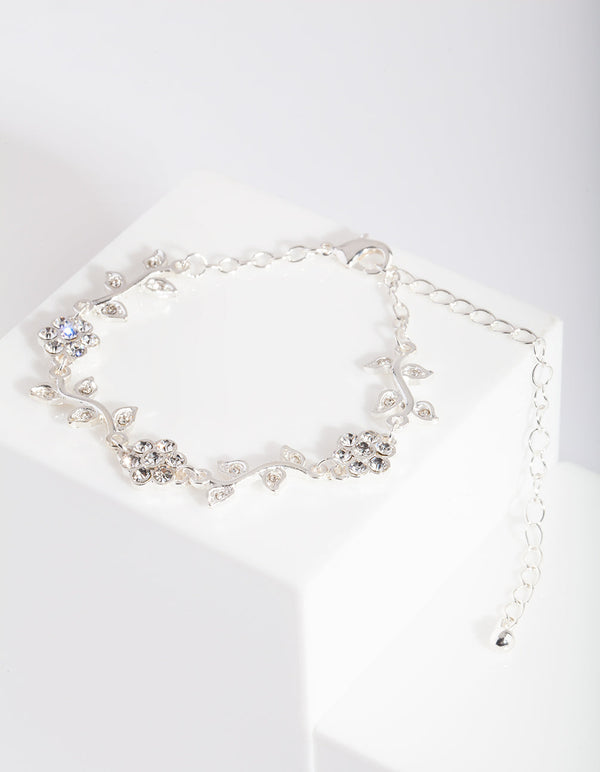 Silver Diamante Flower Bracelet