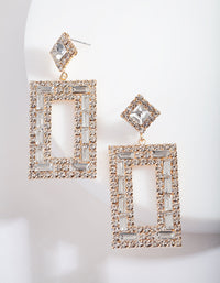 Small Square Diamante Drop Earrings - link has visual effect only