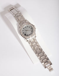 Rhodium Large Mega Bling Watch - link has visual effect only