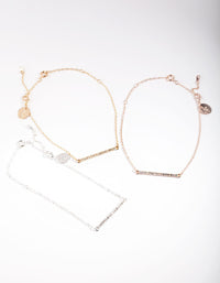 Mixed Metal Diamante Bar Bracelet Pack - link has visual effect only