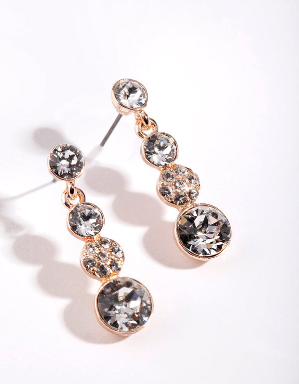 Rose Gold Diamond Simulant Crystal Multi Stone Earrings