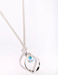 Silver Diamond Simulant Drop Twist Necklace - link has visual effect only