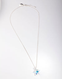 Silver Diamond Simulant Star Crystal Drop Necklace - link has visual effect only