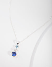 Silver Diamond Simulant Blue Graduating Crystal Pendant Necklace - link has visual effect only