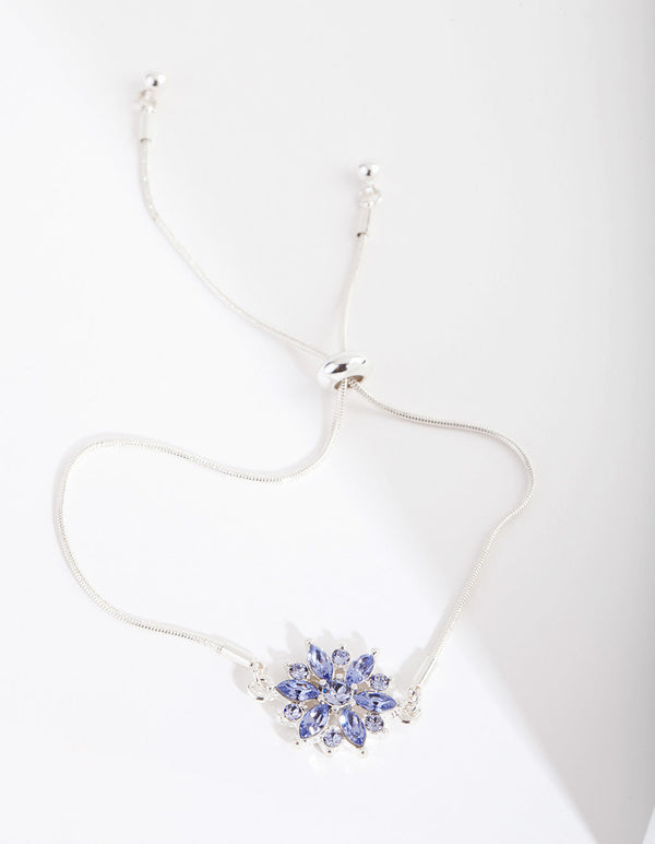 Lavender Diamond Simulant Flower Toggle Bracelet