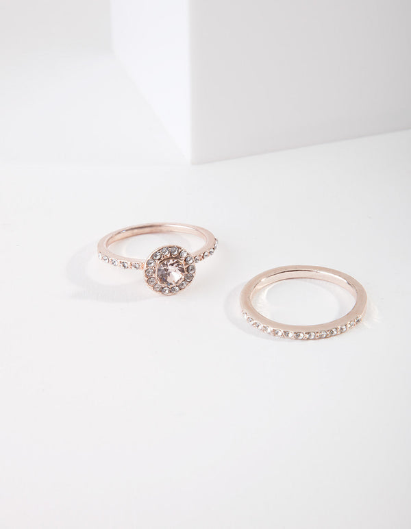 Rose Gold Pink Diamond Simulant Ring