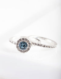 Aqua Diamond Simulant Diamante Ring - link has visual effect only