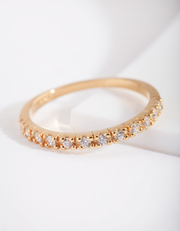 Gold Plated Sterling Silver Pave Diamante Ring