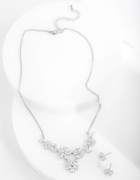 Diamond Simulant Floral Diamante Necklace Earrings Set - link has visual effect only