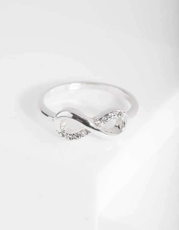 Silver Diamond Simulant Infinity Ring