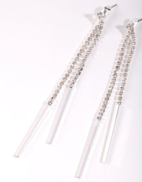 Silver Diamante Cup Chain Drop Earrings - link has visual effect only