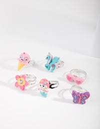 Kids Silver Mermaid & Unicorn Ring 6-Pack - link has visual effect only