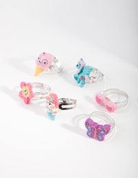 Kids Silver Mermaid & Unicorn Ring 6-Pack - link has visual effect only