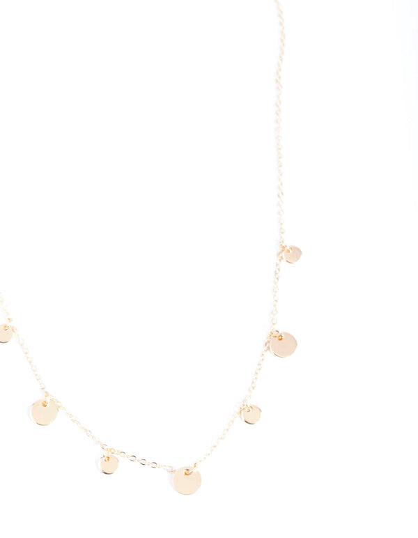 Gold Multi Disc Charm Necklace