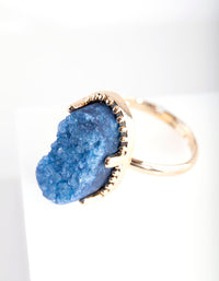 Gold Textured Blue Stone Ring - link has visual effect only