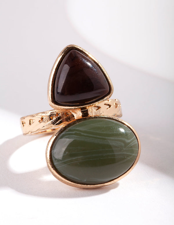 Gold Double Bubble Stone Ring