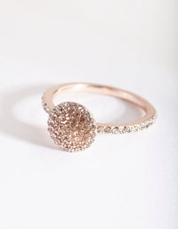 Rose Gold Round Diamante Ring - link has visual effect only