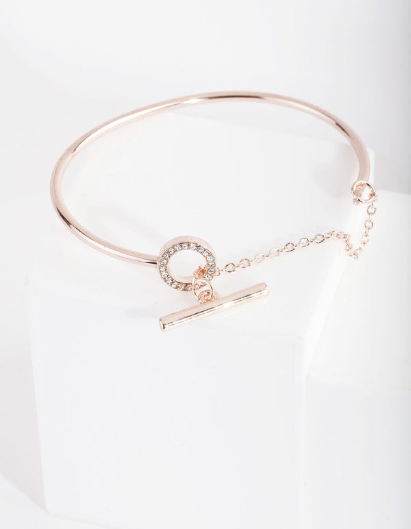 Rose Gold Diamante Link Cuff Bracelet
