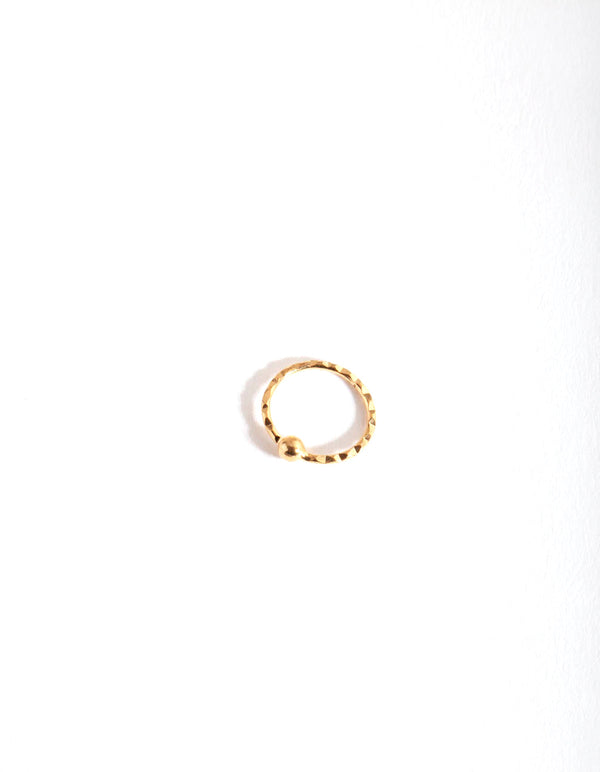 Gold Plated Sterling Silver Diacut Ball Nose Ring