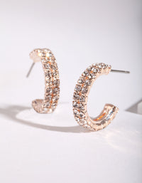 Rose Gold Mini Diamante Hoop Earrings - link has visual effect only