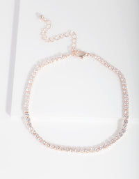 Rose Gold Cubic Zirconia Cupchain Anklet - link has visual effect only