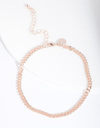 Rose Gold Diacut 5mm Curb Chain Anklet - link has visual effect only