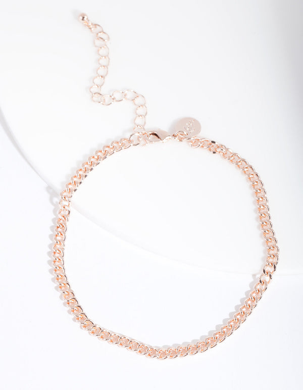 Rose Gold Diacut 5mm Curb Chain Anklet