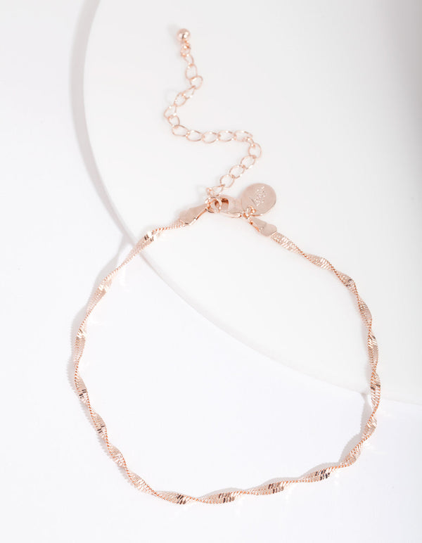 Rose Gold Twist Chain Anklet