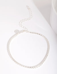 Silver 3mm Wheat Chain Anklet - link has visual effect only