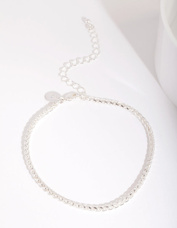 Silver 3mm Wheat Chain Anklet