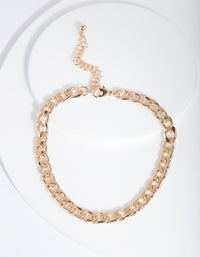 Gold 7mm Cuban Chain Anklet - link has visual effect only