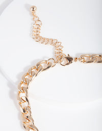 Gold 7mm Cuban Chain Anklet - link has visual effect only