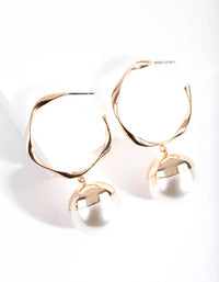 Gold Twisted Hoop Pearl Earring - link has visual effect only