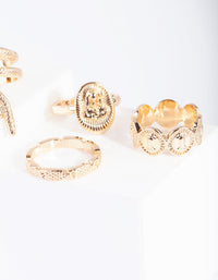 Gold Snake & Disc Ring 4-Pack - link has visual effect only