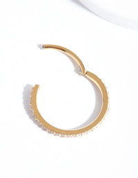 Gold Cubic Zirconia Band Clicker Earring - link has visual effect only