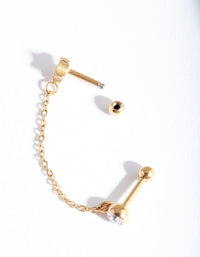 Gold Star & Diamante Chian Barbell Earrings - link has visual effect only