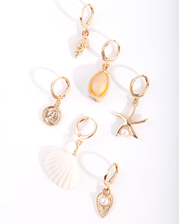 Gold Starfish Huggie Earring Pack