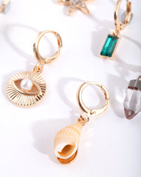 Gold Shell Huggie Earring Pack - link has visual effect only