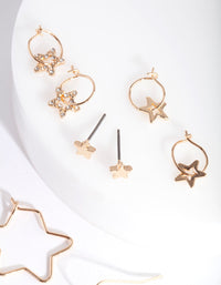 Gold Multi Star Earring 6-Pack - link has visual effect only