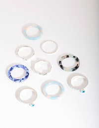 Silver Blue Marble Ring 8-Pack - link has visual effect only