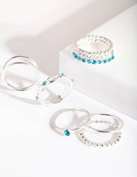 Silver Blue Diamante Ring 8-Pack - link has visual effect only