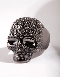 Gunmetal Diamante Skull Ring - link has visual effect only