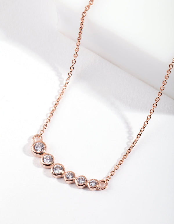 Rose Gold Plated Sterling Silver Cubic Zirconia Smile Necklace