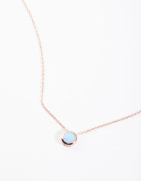 Rose Gold Plated Sterling Silver Synthetic Opal Bezel Pendant Necklace - link has visual effect only