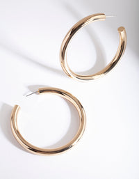 Gold Plated Large Open Hoop Earrings - link has visual effect only
