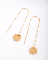 Gold Plated Plain Disc Thread Through Earrings - link has visual effect only