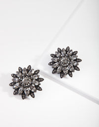 Black Diamante Flower Stud Earrings - link has visual effect only
