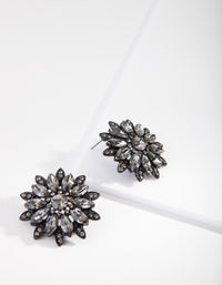 Black Diamante Flower Stud Earrings - link has visual effect only